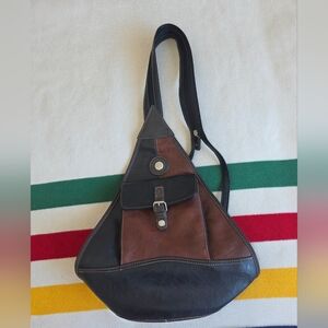 Mouflon Vintage Black/Brown Leather Purse Backpack